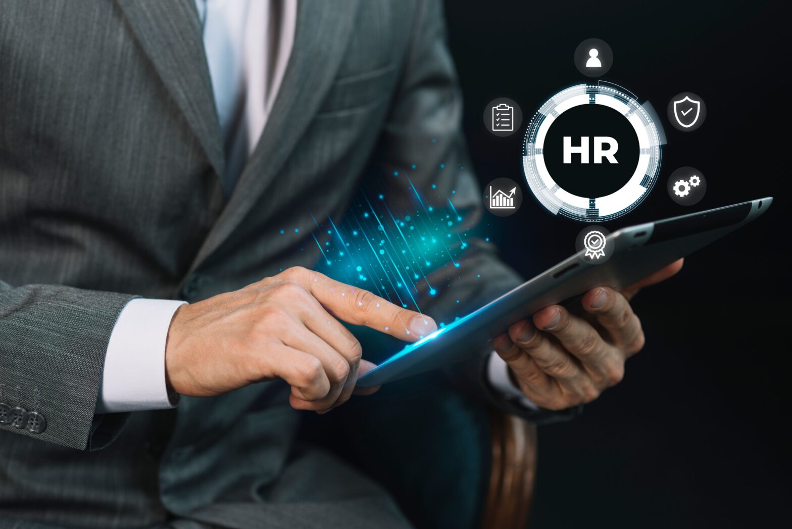 A futuristic representation of HR automation in 2025, highlighting key priorities and the role of technology in transforming workforce management.